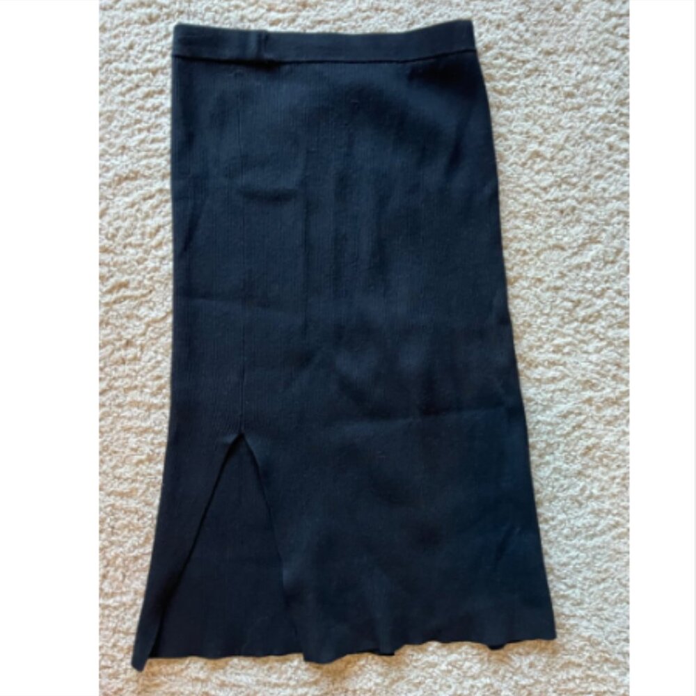 All Saints black ribbed skirt with side slit, medium